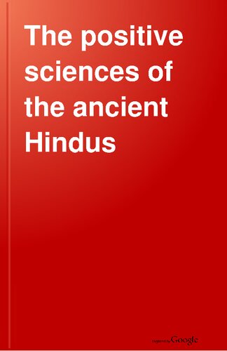 The Positive Sciences of the Ancient Hindus