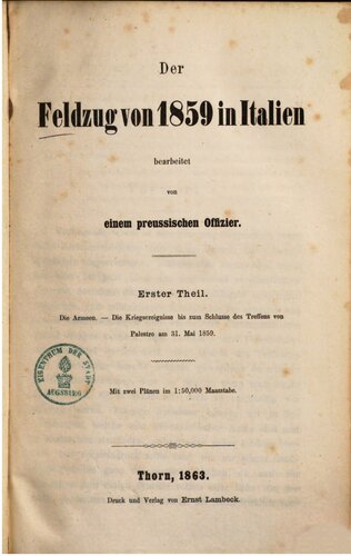 Der Feldzug von 1859 in Italien