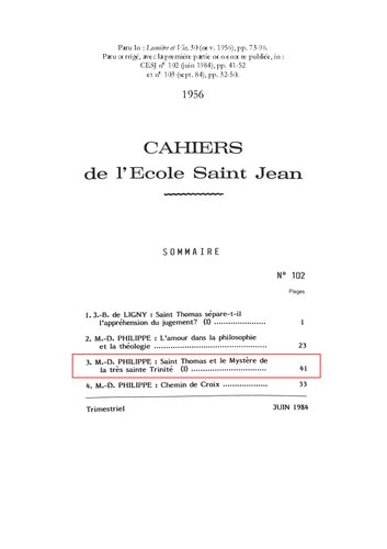 Saint Thomas et le mystère de la Très Sainte Trinité