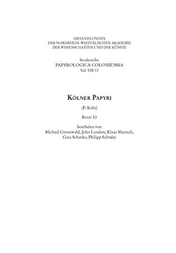 Kölner Papyri Band 13, P.Koln 13
