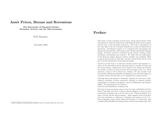 Asset Prices, Booms and Recessions: Financial Market, Economic Activity and the Macroeconomy
