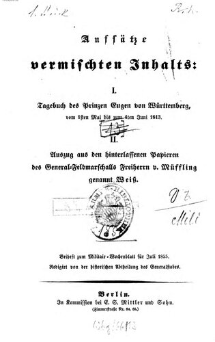 Beihefte zum Militär-Wochenblatt