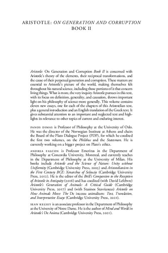 Aristotle: On Generation and Corruption Book II