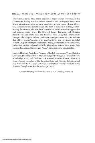 The Cambridge Companion to Victorian Women's Poetry