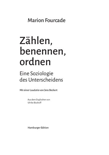 Zählen, benennen, ordnen. Eine Soziologie des Unterscheidens