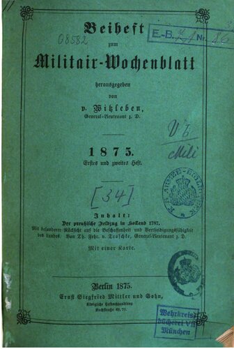 Beihefte zum Militär-Wochenblatt