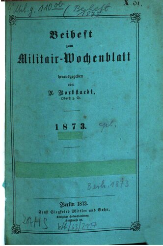 Beihefte zum Militär-Wochenblatt