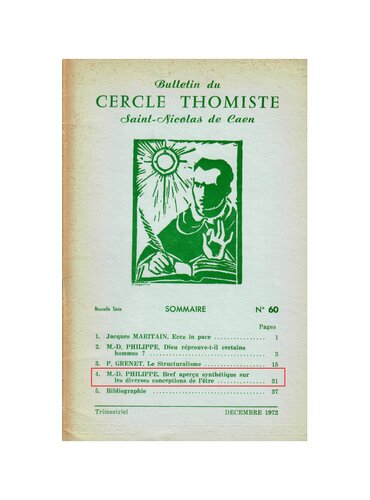 Bref aperçu synthétique sur les diverses conceptions de l'être