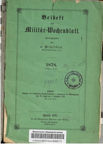 Beihefte zum Militär-Wochenblatt