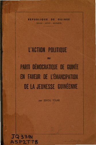 L’action politique du Parti démocratique de Guinée en faveur de l’émancipation de la jeunesse guinéenne
