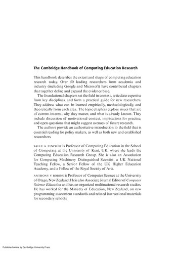 The Cambridge Handbook of Computing Education Research