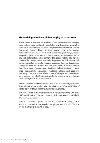 The Cambridge Handbook of the Changing Nature of Work