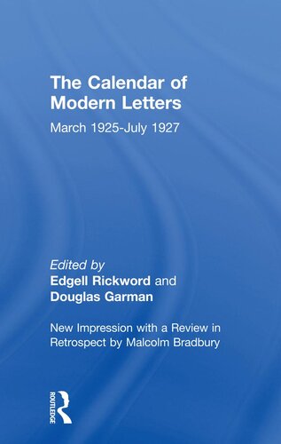 Calendar Modern Letts 4v Cb: Cal of Modern Letters