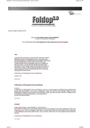 FOLDOP 3.0 (Free On Line Dictionary of Philosophy)