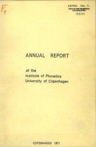 Annual Report of the Institute of Phonetics University of Copenhagen