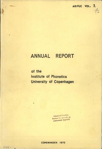 Annual Report of the Institute of Phonetics University of Copenhagen
