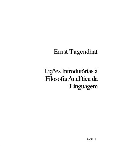 Lições Introdutórias à Filosofia Analítica da Linguagem