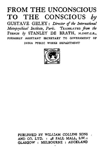 From the Unconscious to the Conscious