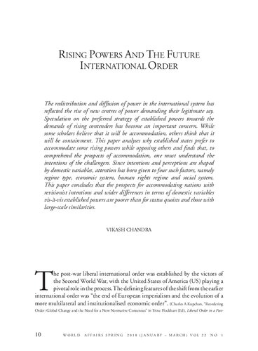 Rising Powers and the Future International Order