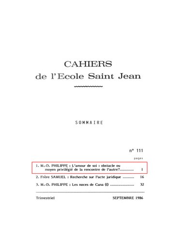 L'amour de soi, obstacle ou moyen privilégié de la rencontre de l'autre