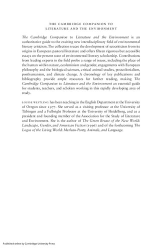 The Cambridge Companion to Literature and the Environment