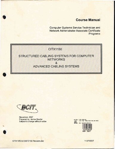 BCIT CITX1150 - Structured Cabling Systems for Computer Networks & Advanced Cabling Systems