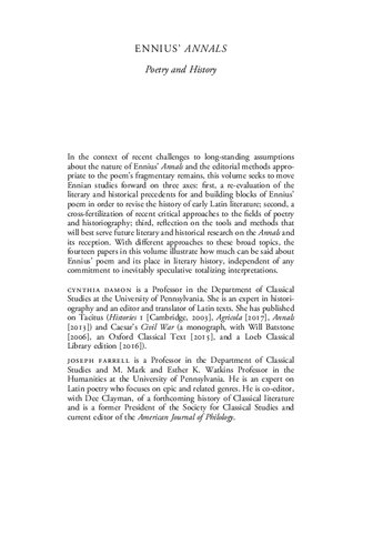Ennius' Annals: Poetry and History