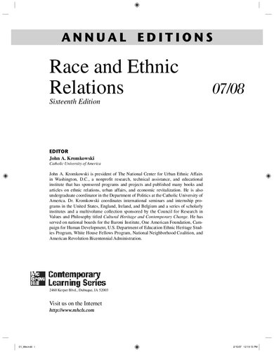 Annual Editions: Race and Ethnic Relations, 16/e