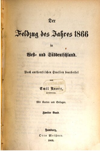 Der Feldzug des Jahres 1866 in West- und Süddeutschland