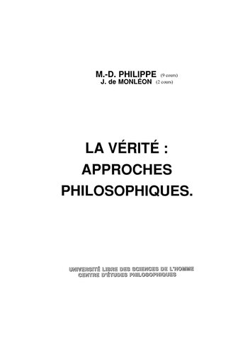 Cours ULSH - 1975-1976 - La vérité, approches philosophiques