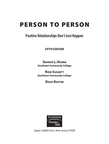 Person to Person: Positive Relationships Don't Just Happen