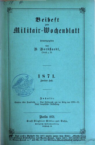 Beihefte zum Militär-Wochenblatt