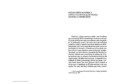 Notas críticas sobre a Crítica da Revolução Russa, de Rosa Luxemburgo