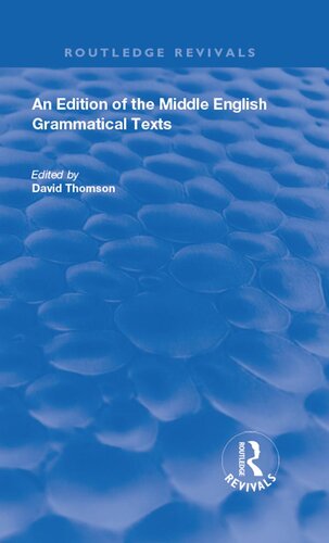 An Edition of the Middle English Grammatical Texts