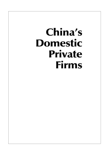 China's Domestic Private Firms: Multidisciplinary Perspectives on Management And Performance