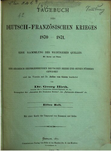 Tagebuch des Deutsch-Französischen Krieges 1870-1871 ; eine Sammlung der wichtigeren Quellen