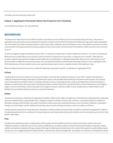 Transitions of Care in Pharmacy Casebook