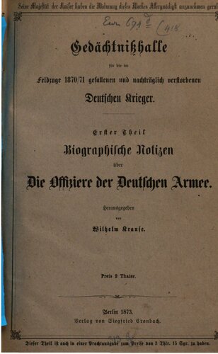 Biographische Notizen über die Offiziere der deutschen Armee