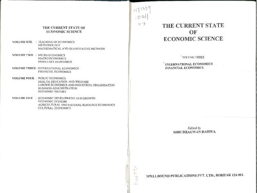 The Current State of Economic Science Vol. 3: International Economics, Financial economics (Andrea Maneschi's and Richard Pomfret's articles uploaded only)