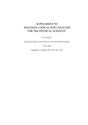 SUPPLEMENT TO ‘BAYESIAN LOGICAL DATA ANALYSIS FOR THE PHYSICAL SCIENCES’