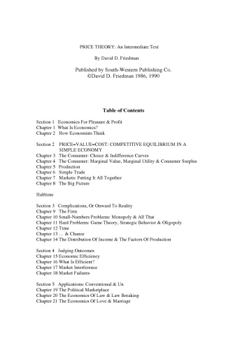 Price theory: An Intermediate Text
