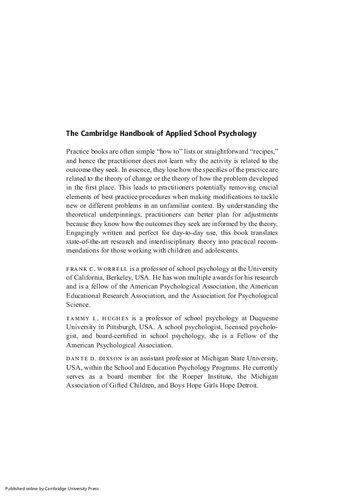 The Cambridge Handbook of Applied School Psychology