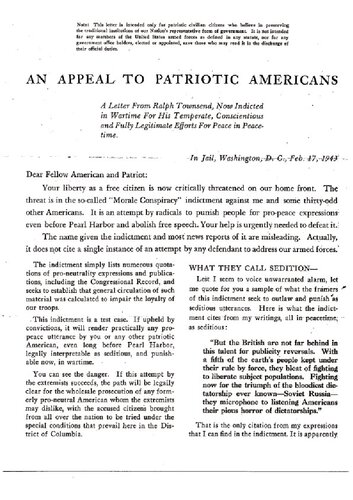 An Appeal to Patriotic Americans
