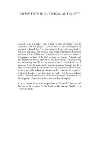 Dissection in Classical Antiquity: A Social and Medical History