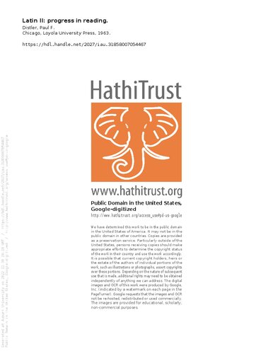 Latin II: Progress in Reading