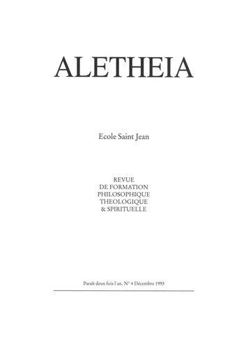 Le problème de la personne, sommet de la philosophie première