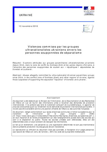 Exaction attribuées aux groupes paramilitaires ultranationalistes ukrainiens depuis 2014