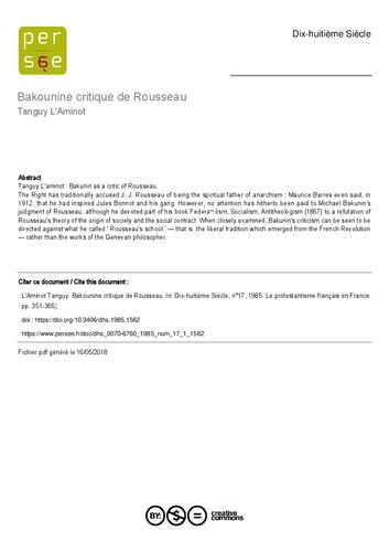 Bakounine critique de Rousseau IN