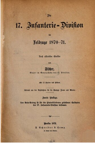 Die 17. Infanterie-Division im Feldzuge 1870-71 ; nach offiziellen Quellen