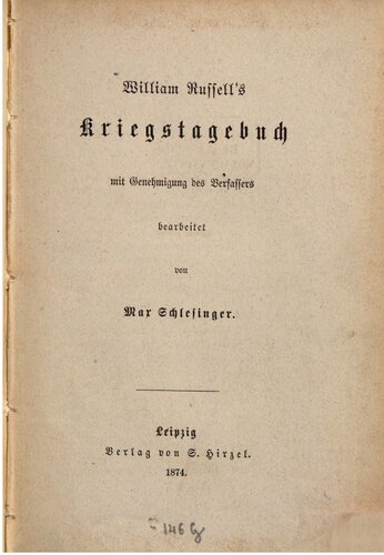 William Russells Kriegstagebuch mit Genehmigung des Verfassers bearbeitet